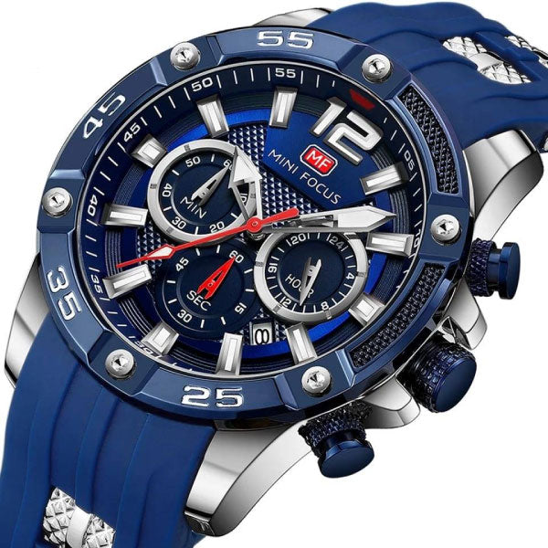 RELOJ MINIFOCUS SILICONA AZUL PLATA MIN-6