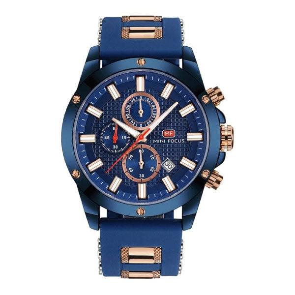 RELOJ MINIFOCUS SILICONA AZUL-DORADO MIN-7