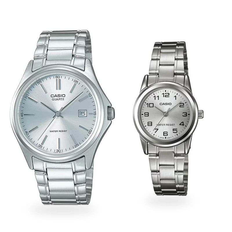 Relojes de pareja PAR-2, modelo hombre izquierda mujer derecha, fondo blanco