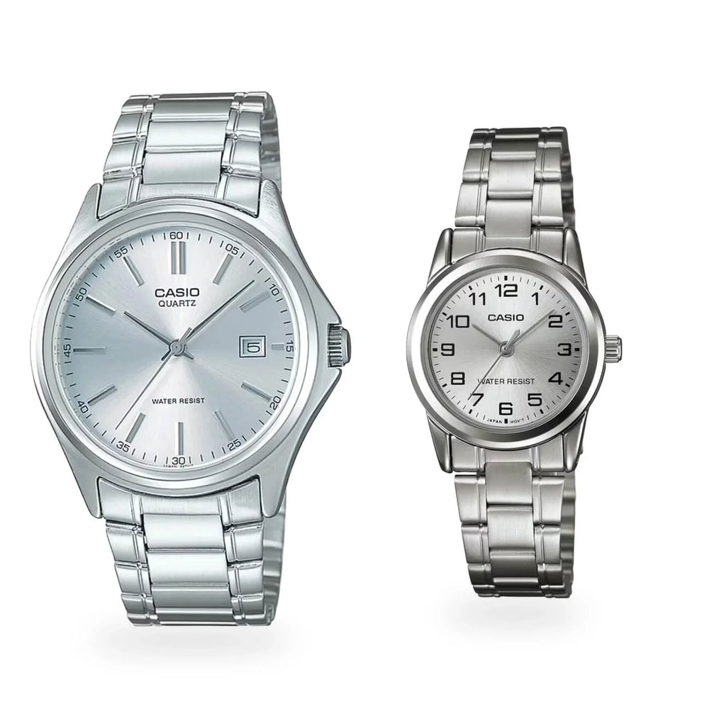 Relojes de pareja PAR-2, modelo hombre izquierda mujer derecha, fondo blanco
