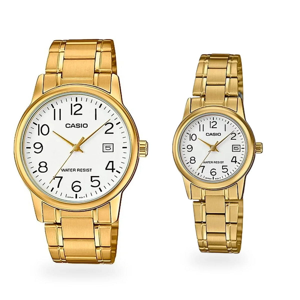 Relojes de pareja PAR-4, modelo hombre izquierda mujer derecha, fondo blanco