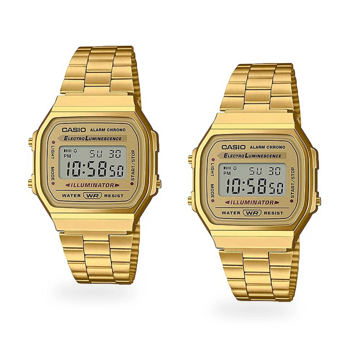 Pareja Casio PAR-7, frente hombre y mujer sobre fondo blanco
