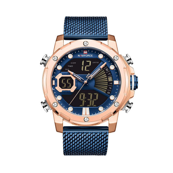 RELOJ NAVIFORCE ACERO MALLA AZUL NAV-10