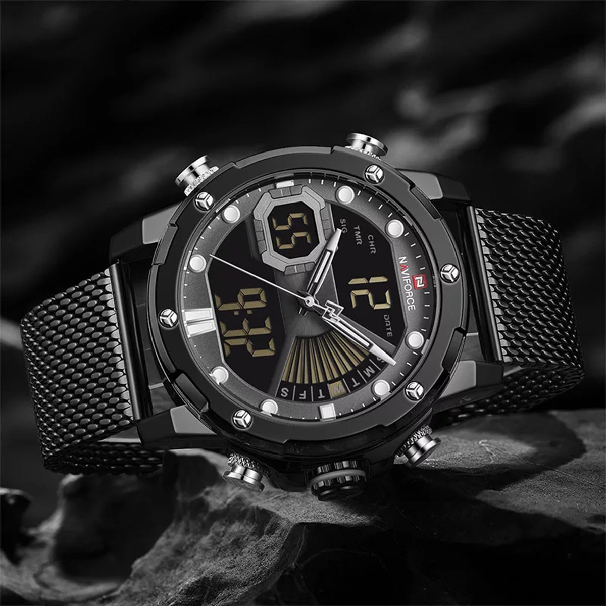 RELOJ NAVIFORCE ACERO MALLA NEGRO NAV-11