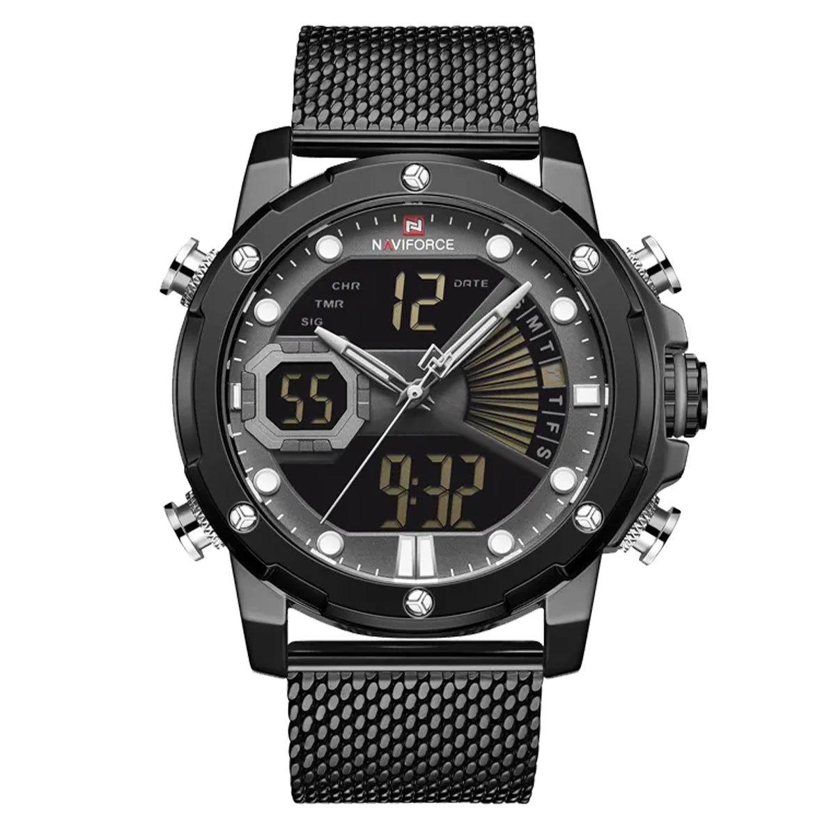 RELOJ NAVIFORCE ACERO MALLA NEGRO NAV-11