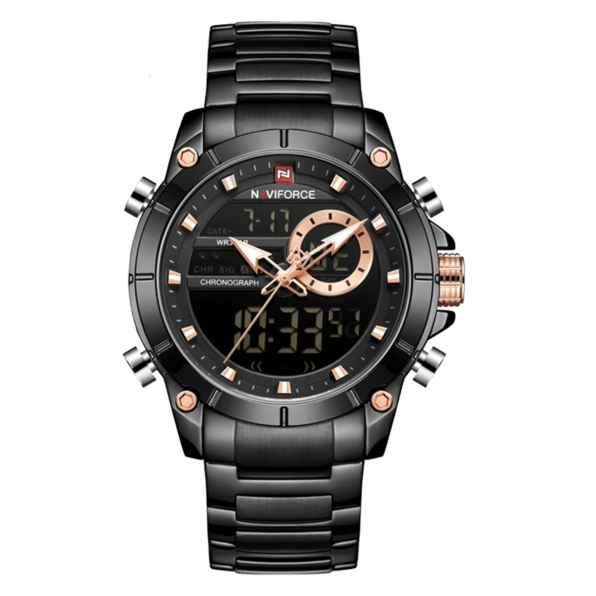 RELOJ NAVIFORCE ACERO NEGRO NAV-20