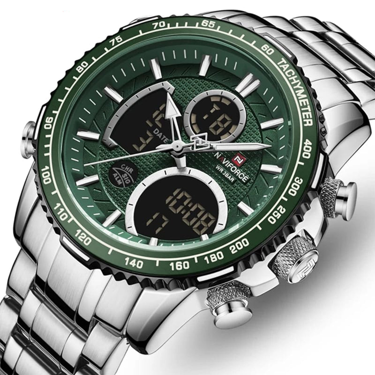 RELOJ NAVIFORCE TERMINATOR PLATA VERDE NAV-29