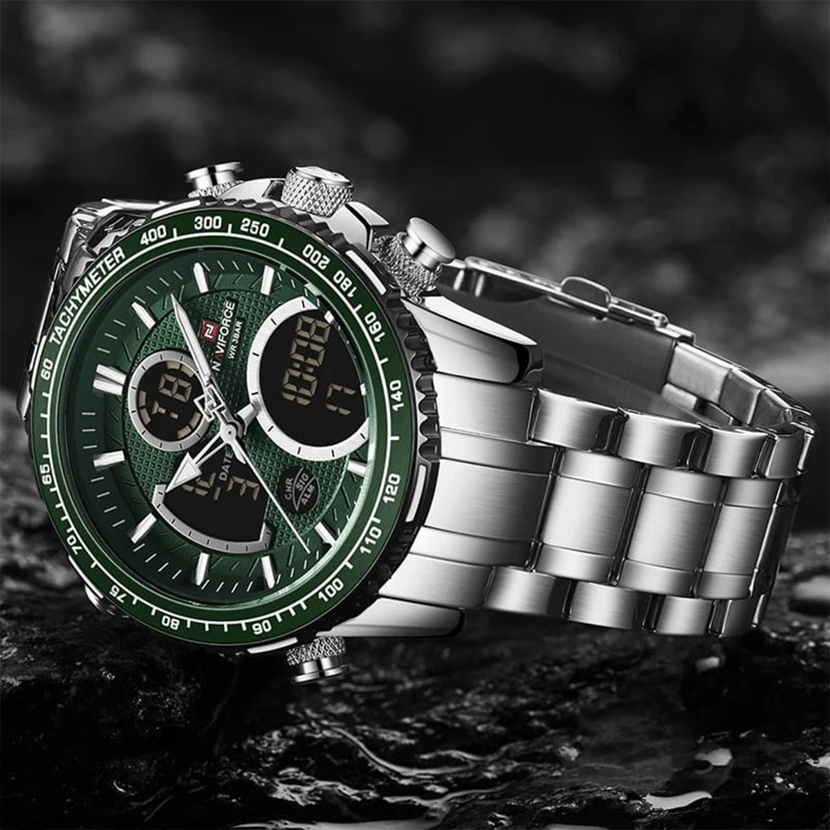 RELOJ NAVIFORCE TERMINATOR PLATA VERDE NAV-29