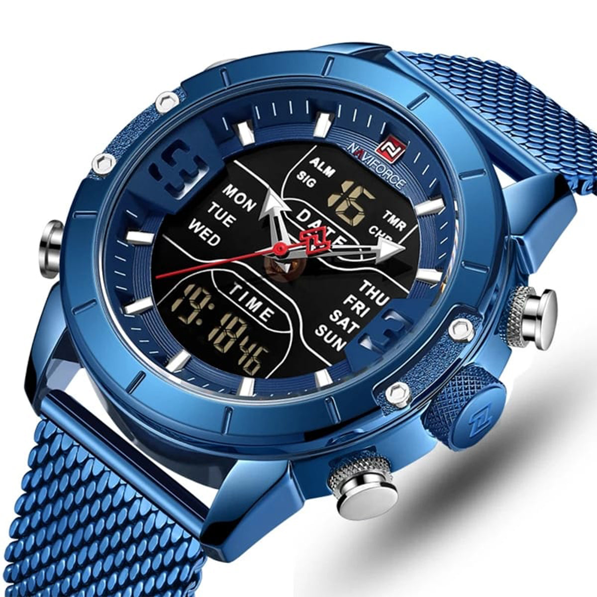 RELOJ NAVIFORCE ACERO MALLA AZUL NAV-3