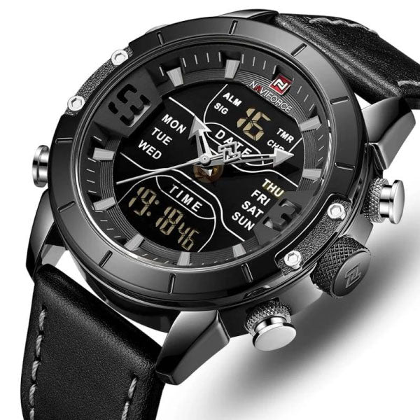 RELOJ NAVIFORCE CUERO NEGRO NAV-33