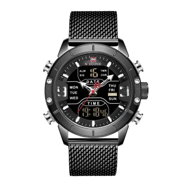 RELOJ NAVIFORCE ACERO MALLA NEGRO NAV-4