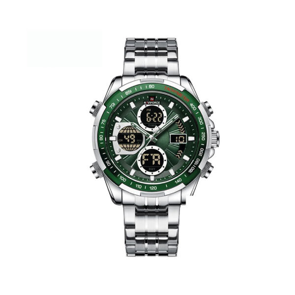 RELOJ NAVIFORCE ACERO PLATA VERDE NAV-48