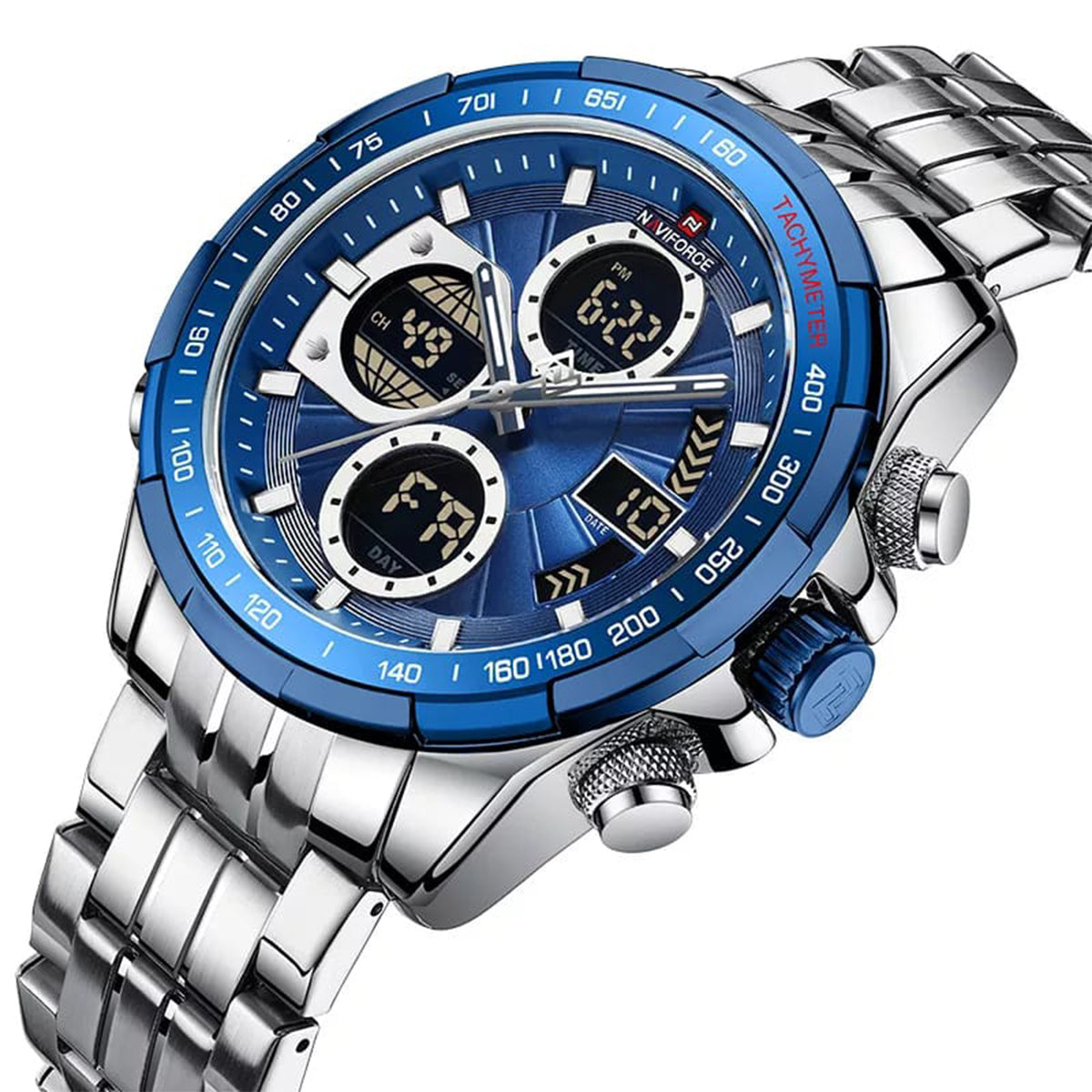 RELOJ NAVIFORCE ACERO PLATA AZUL NAV-49