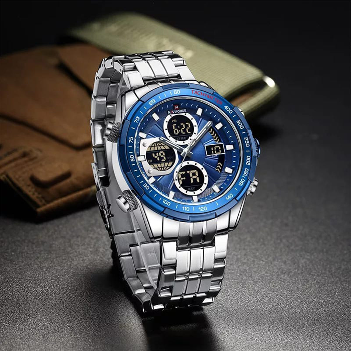 RELOJ NAVIFORCE ACERO PLATA AZUL NAV-49