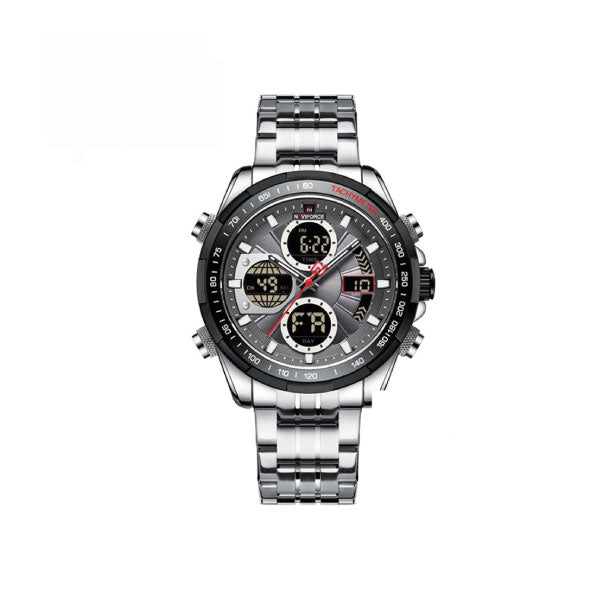 RELOJ NAVIFORCE ACERO PLATA NEGRO NAV-50