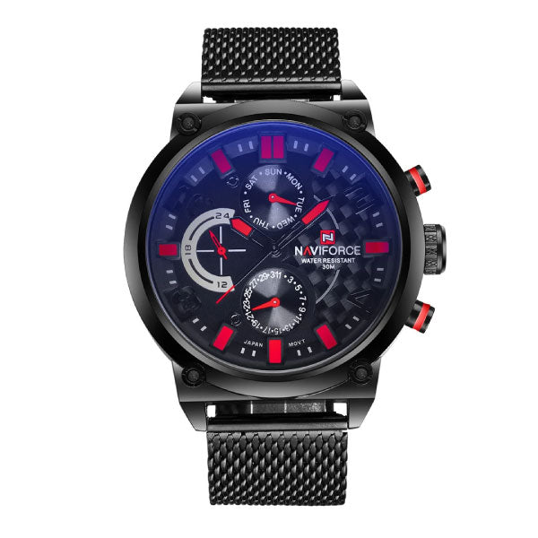 RELOJ NAVIFORCE ACERO MALLA NEGRO NAV-6