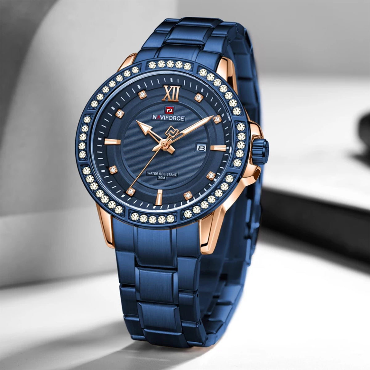 RELOJ NAVIFORCE ACERO AZUL ZIRCON NAV-60