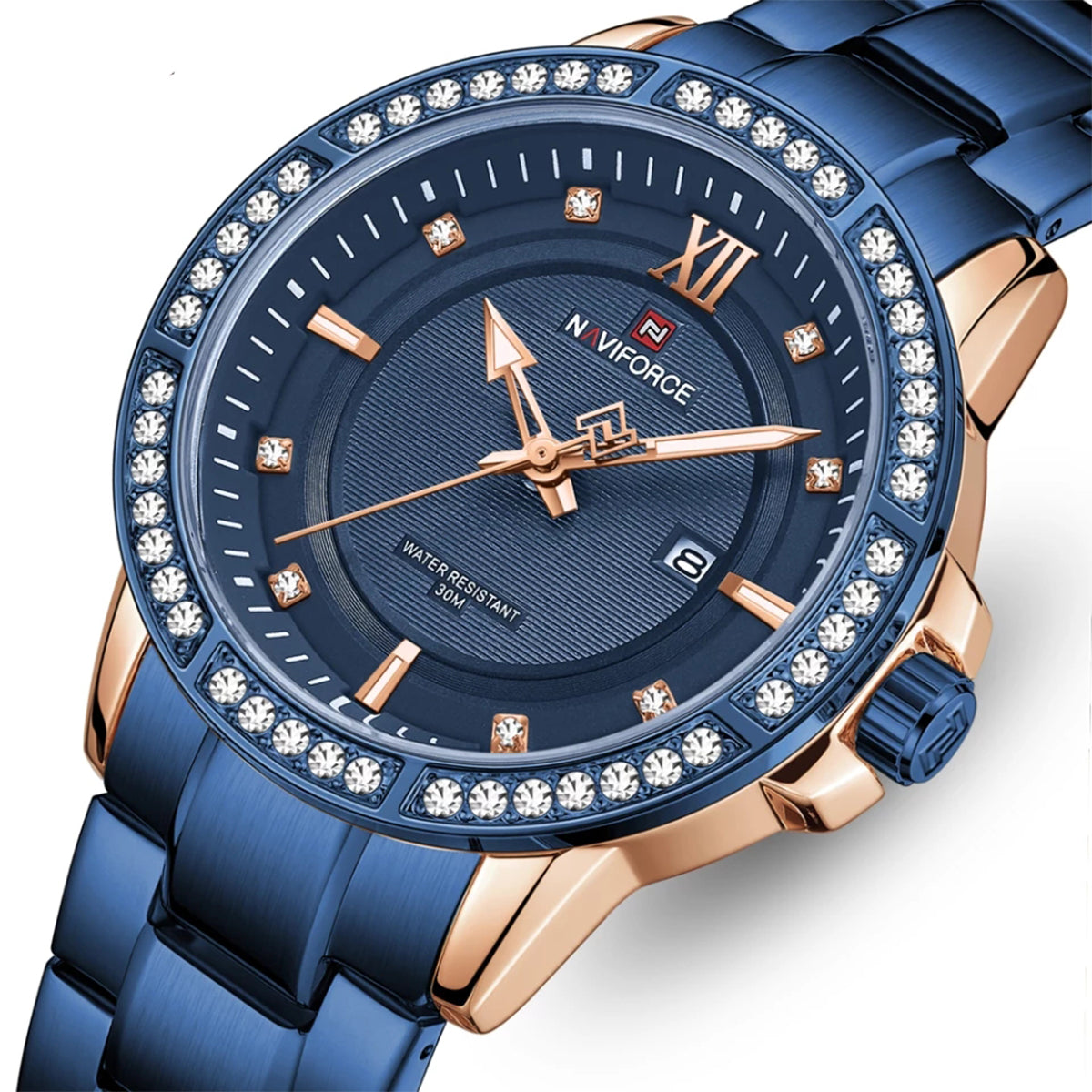 RELOJ NAVIFORCE ACERO AZUL ZIRCON NAV-60