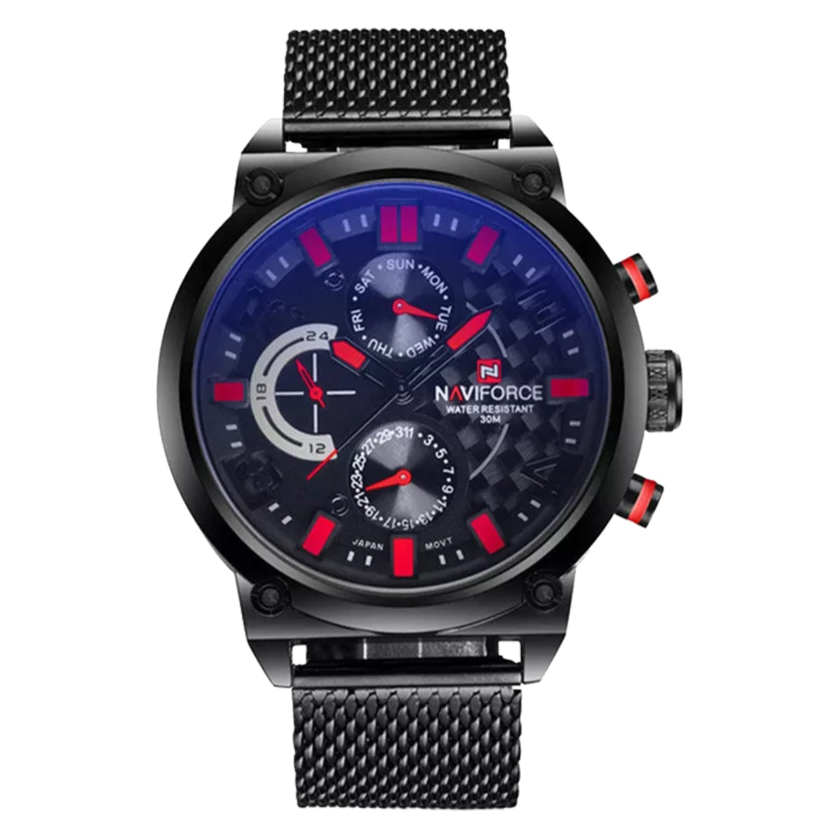 RELOJ NAVIFORCE ACERO MALLA NEGRO NAV-6