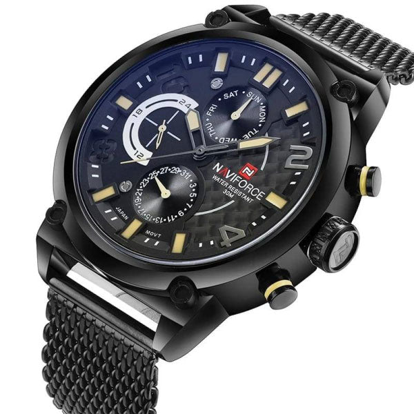 RELOJ NAVIFORCE ACERO MALLA NEGRO NAV-7