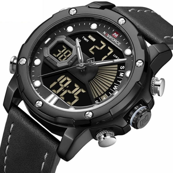 RELOJ NAVIFORCE CUERO NEGRO NAV-74