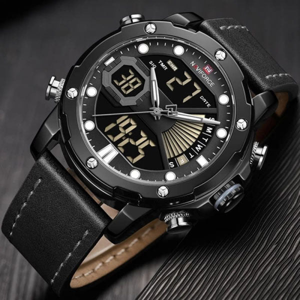 RELOJ NAVIFORCE CUERO NEGRO NAV-74