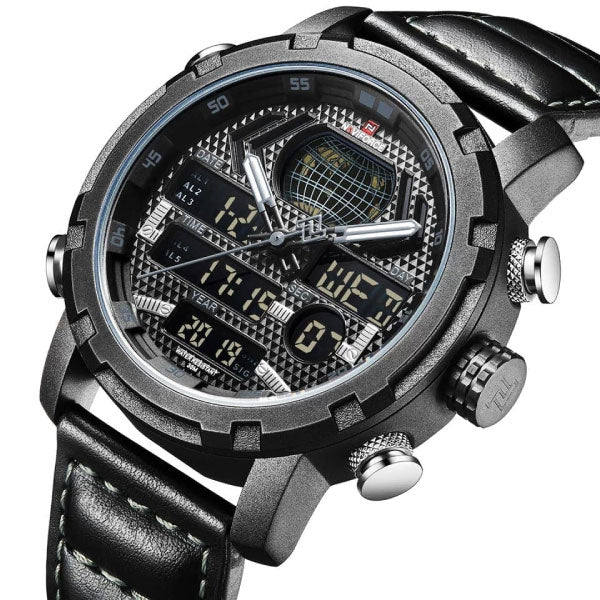 RELOJ NAVIFORCE CUERO NEGRO MATE NAV-76