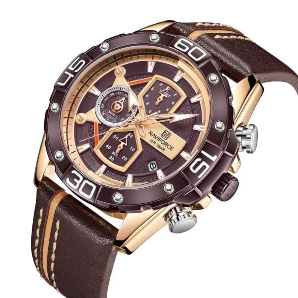 RELOJ NAVIFORCE CUERO MARRÓN ORO ROSA NAV-78