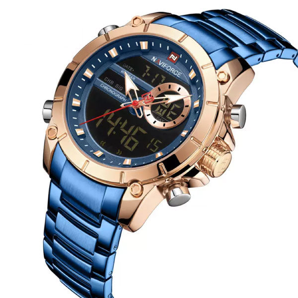 RELOJ NAVIFORCE ACERO AZUL ORO ROSA NAV-79