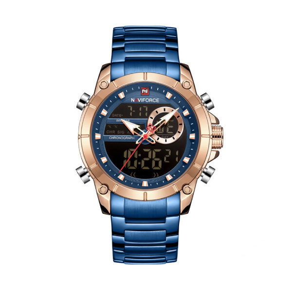 RELOJ NAVIFORCE ACERO AZUL ORO ROSA NAV-79