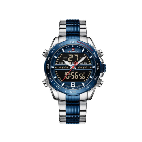 RELOJ NAVIFORCE ACERO GRIS AZUL NEGRO NAV-82