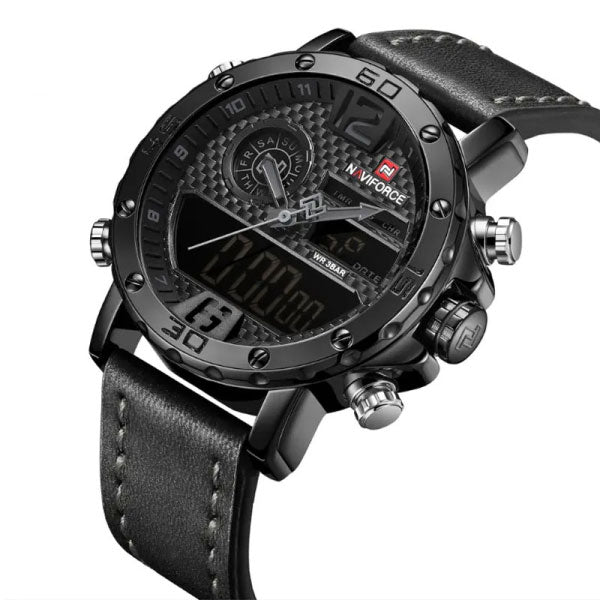 RELOJ NAVIFORCE CUERO NEGRO NAV-86