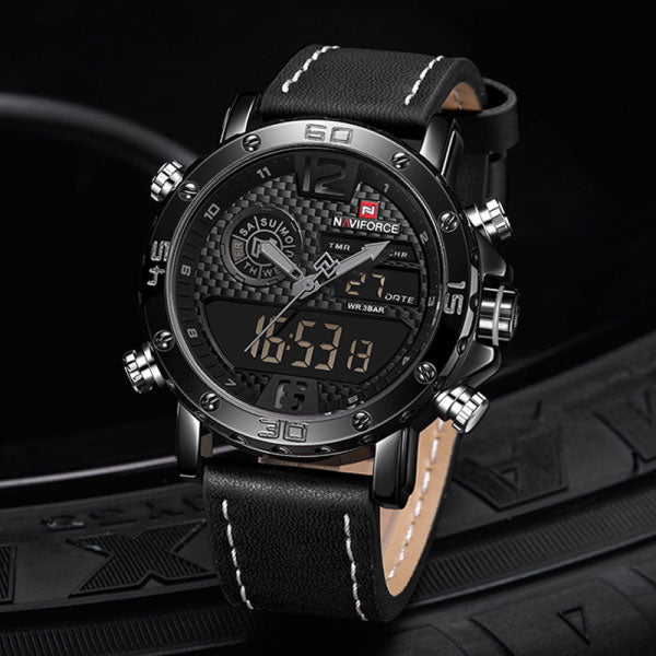 RELOJ NAVIFORCE CUERO NEGRO NAV-86