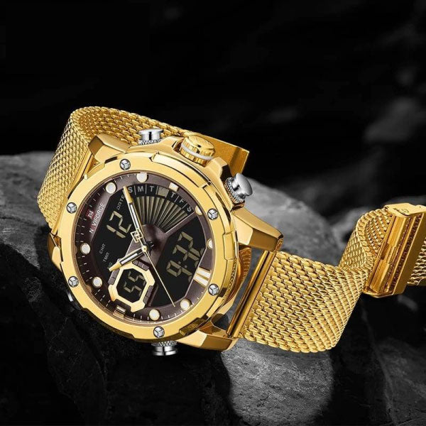 RELOJ NAVIFORCE ACERO MALLA DORADO NAV-9