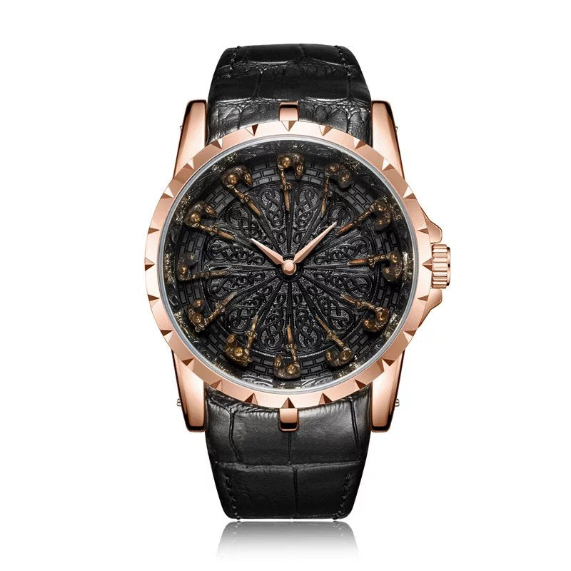 Reloj Onola ONO-21 para hombre con esfera negra y correa de cuero, vista frontal