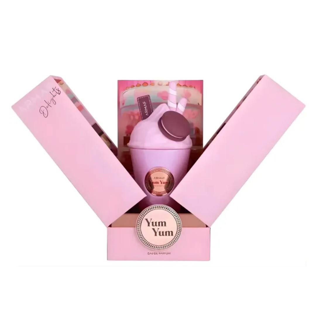 Perfume Armaf Yum Yum con notas de cereza, vainilla y frutos rojos.