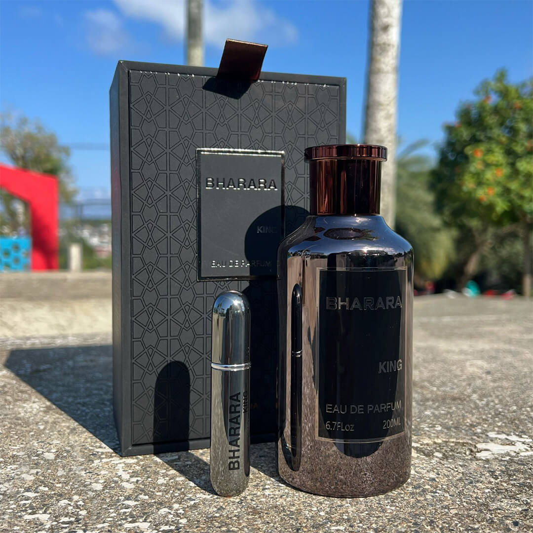 Fragancia BHARARA KING EDP 200ML para hombres, envase elegante con 200ml de Eau de Parfum.