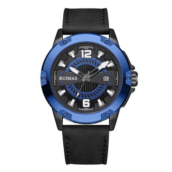 RELOJ RUIMAS ACERO AZUL CON CORREA DE CUERO RUI-36