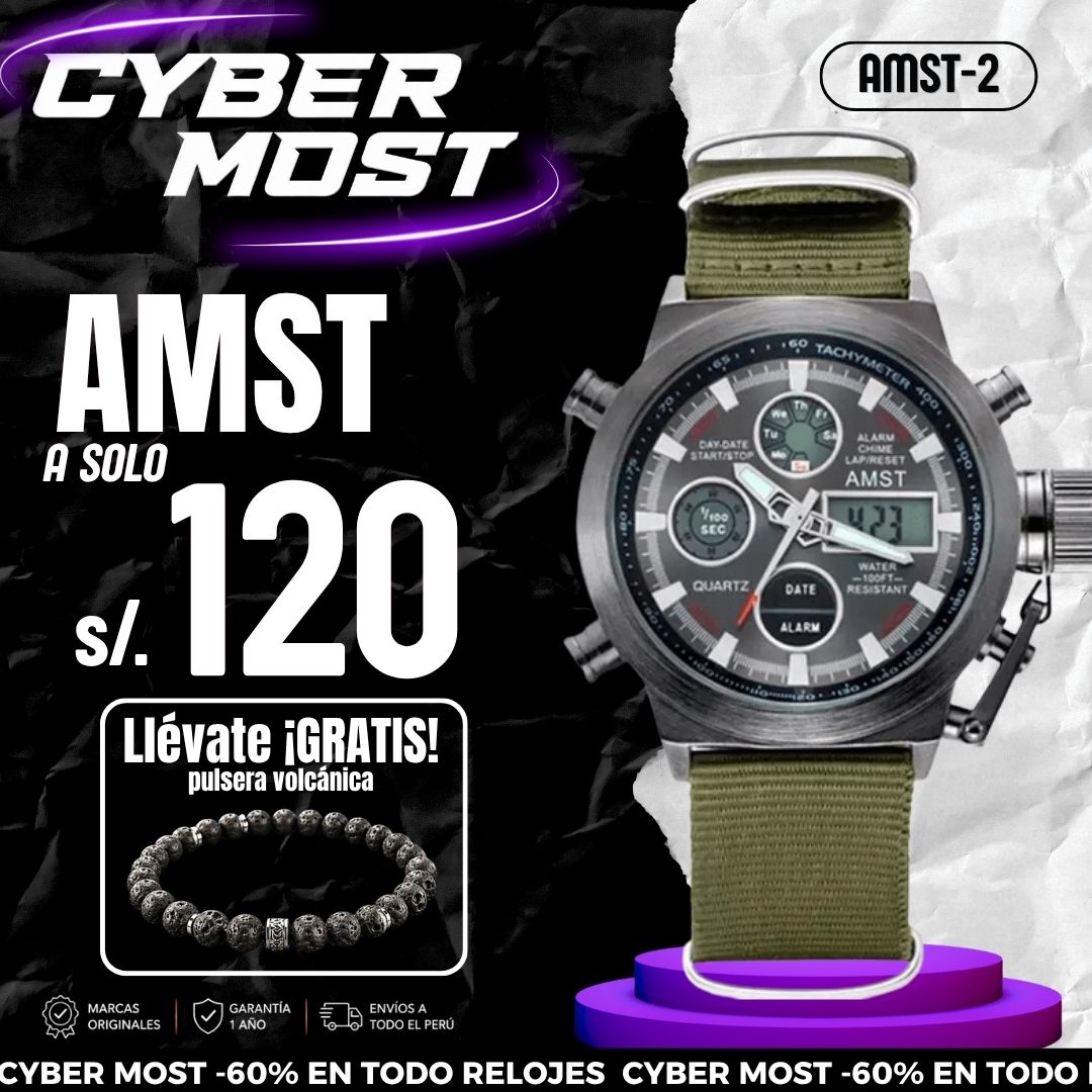 Reloj AMST-2 Hombre Elegante Nylon Verde