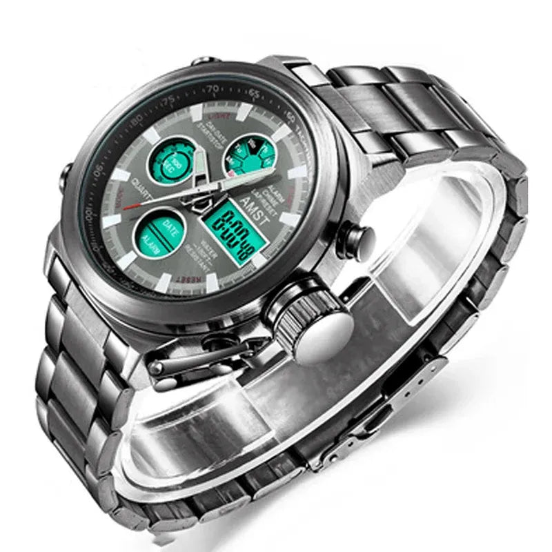Reloj AMST-4 original de acero inoxidable con cristal antirayaduras y resistencia al agua.