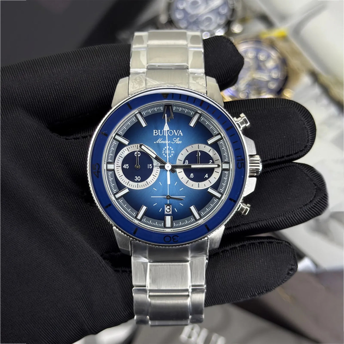 Reloj Bulova Marine Star 96B380 Hombre Cronógrafo Azul | BUL-25