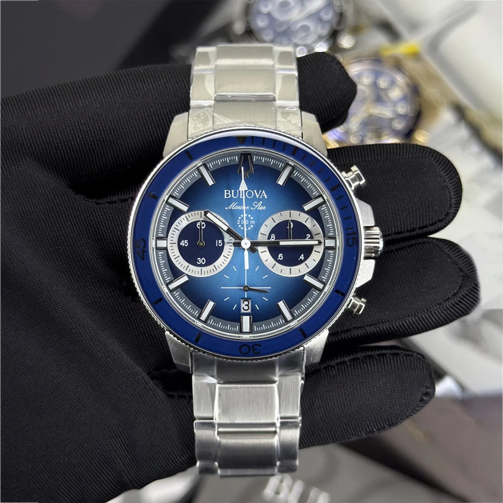 Reloj Bulova Marine Star 96B380 Hombre Cronógrafo Azul | BUL-25