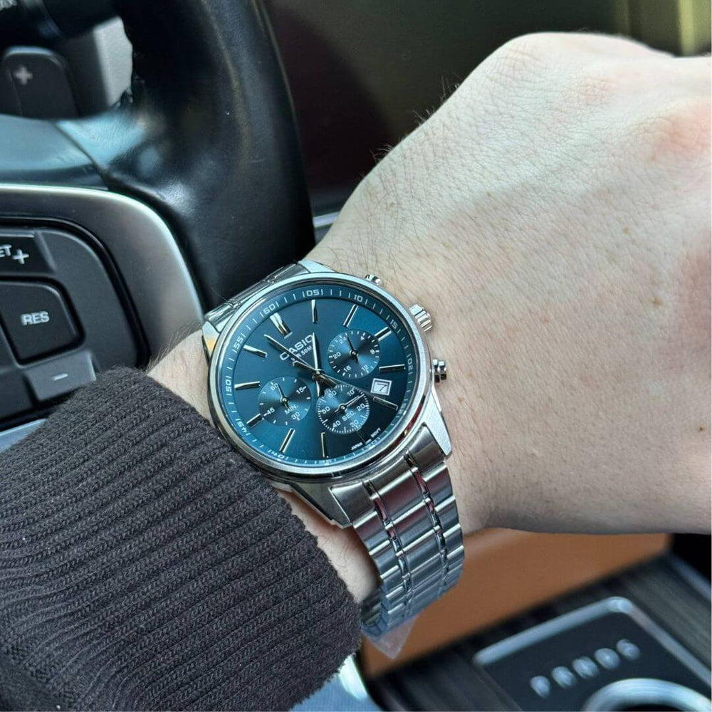 Reloj Casio MTP-E515D-2A Hombre Plateado Azul | CAS-289