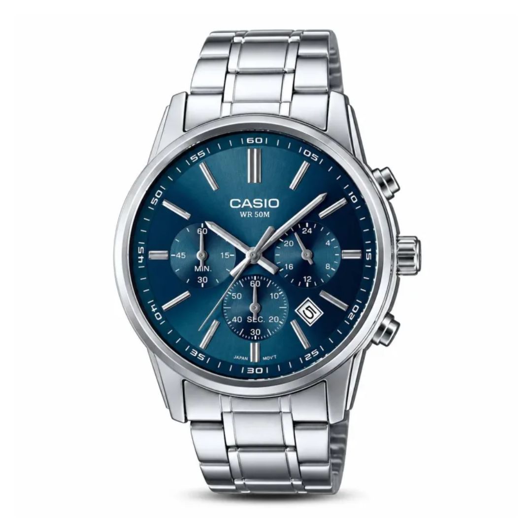 Reloj Casio MTP-E515D-2A Hombre Plateado Azul | CAS-289