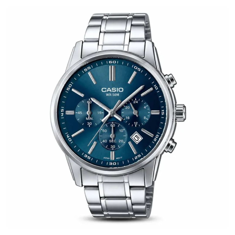 Reloj Casio MTP-E515D-2A Hombre Plateado Azul | CAS-289