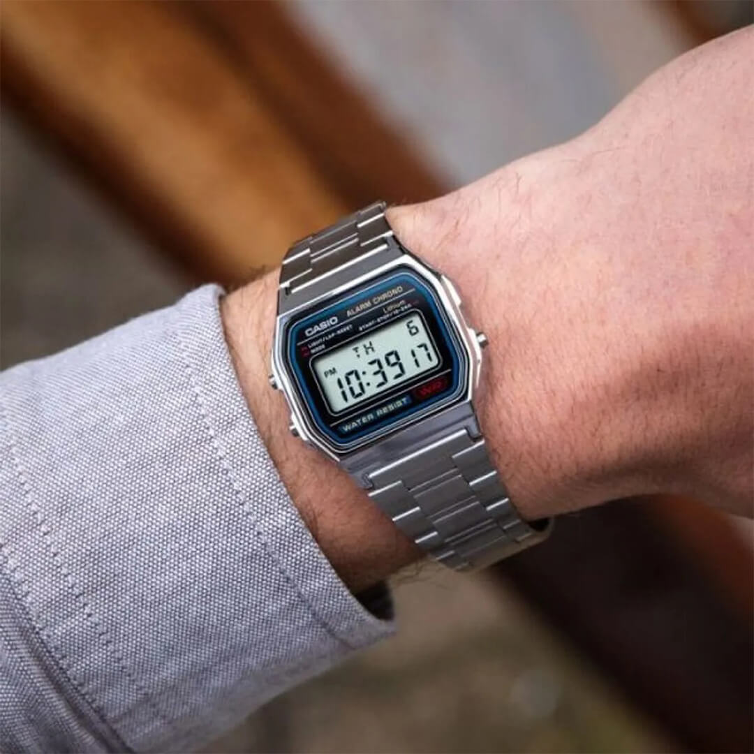 Reloj Casio A158WA-1DF Hombre Acero Plateado | CAS-82