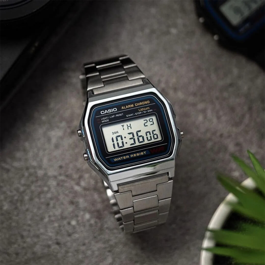 Reloj Casio A158WA-1DF Hombre Acero Plateado | CAS-82