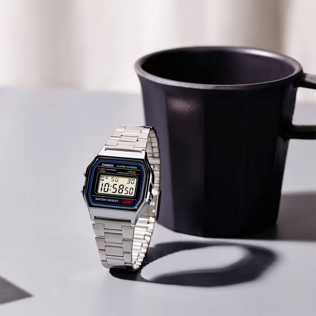 Reloj Casio A158WA-1DF Hombre Acero Plateado | CAS-82