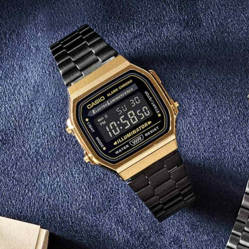 Reloj Casio A168WEGB-1B Mujer Digital Acero Negro | CAS-M-5