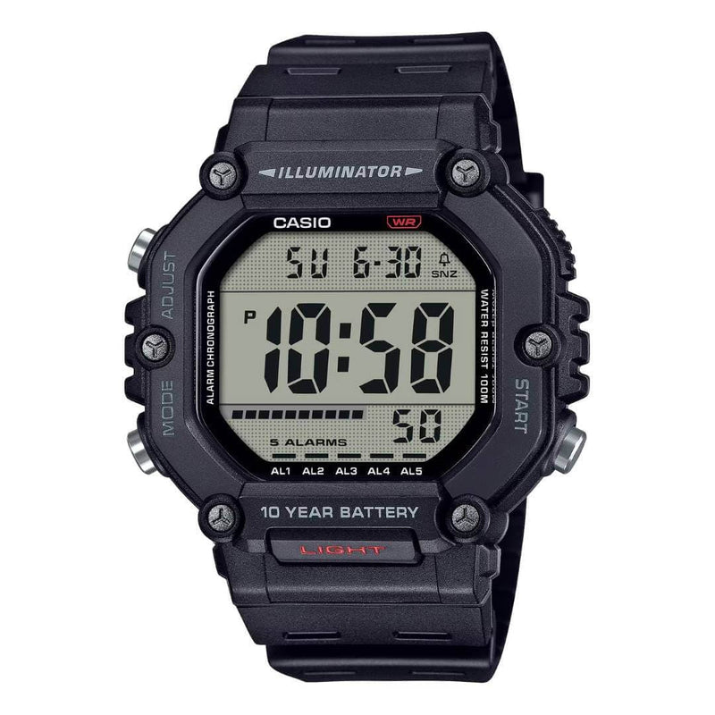 Reloj Casio AE-1600H-1A hombre con correa de resina negra y diseño deportivo.